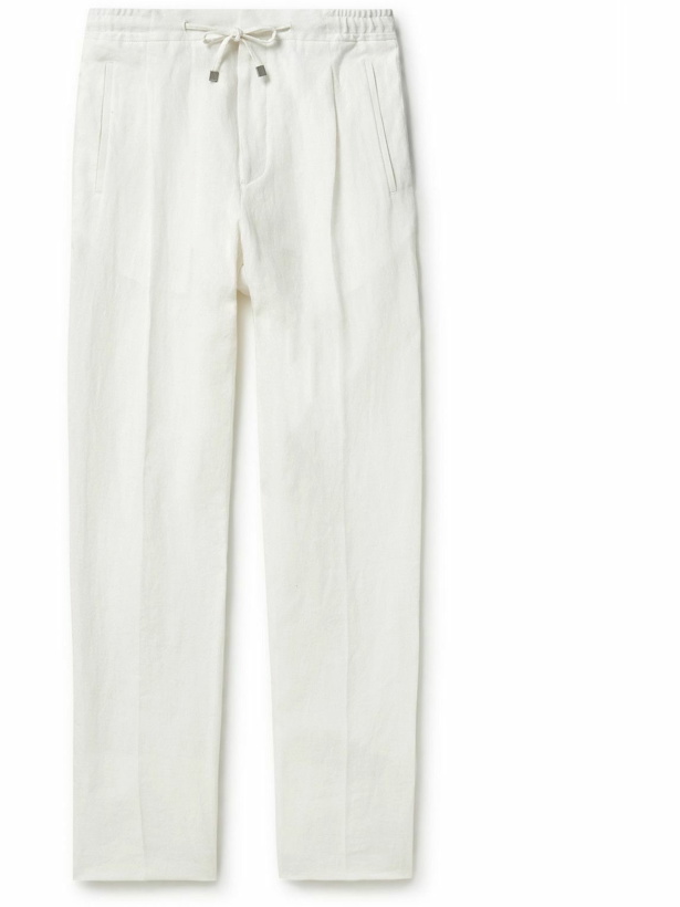 Photo: Lardini - Tapered Linen Drawstring Trousers - Neutrals