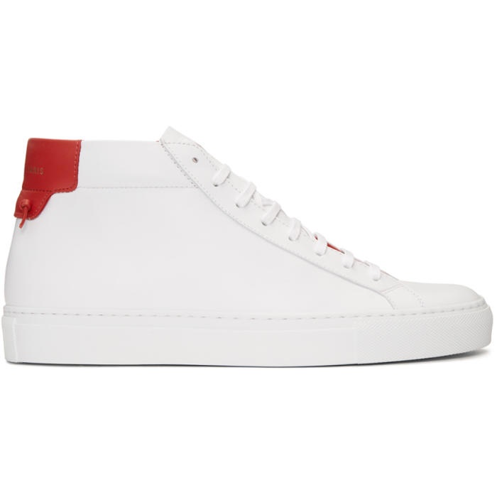 Photo: Givenchy White and Red Urban Knots Mid-Top Sneakers 