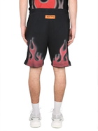 HERON PRESTON Bermuda Shorts With Flames Print