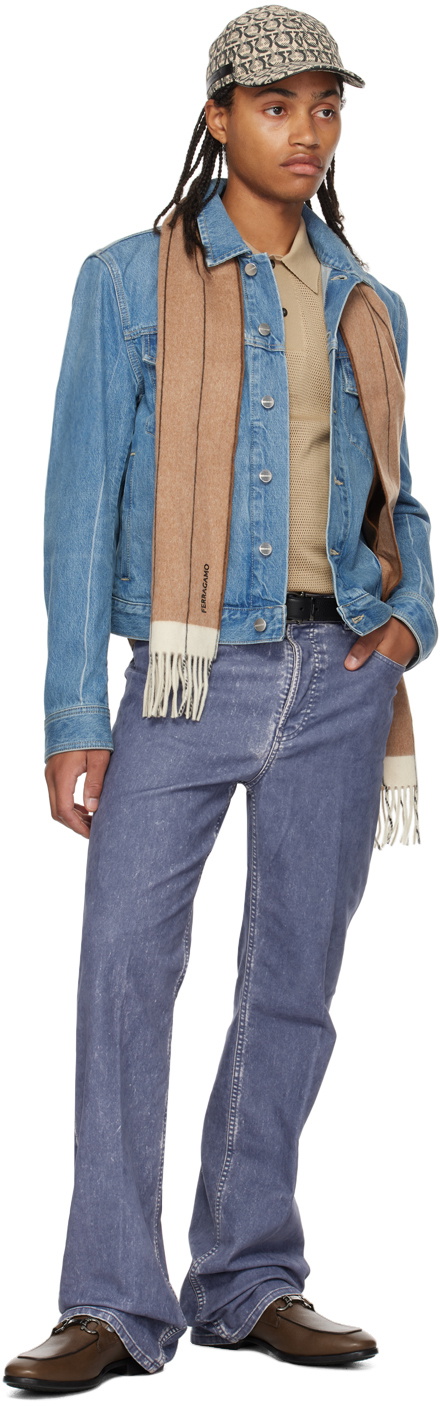 Ferragamo Tan Stripe Scarf