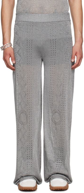 Photo: Marine Serre Silver Pointelle Trousers