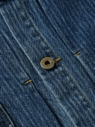 Small Talk - Striped Denim-Jacquard Trucker Jacket - Blue