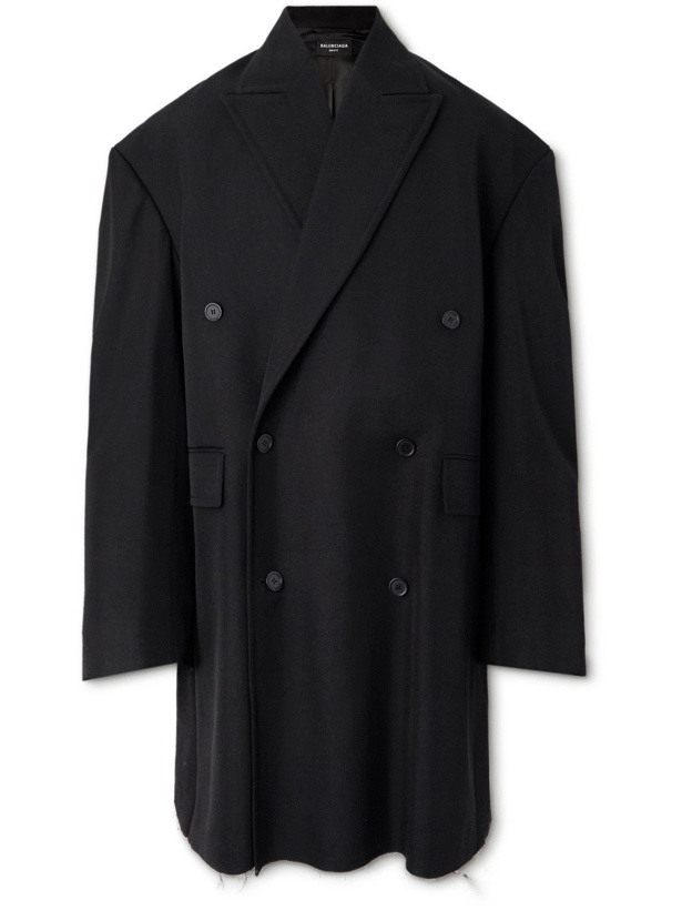 Photo: Balenciaga - Oversized Double-Breasted Wool-Blend Coat - Black