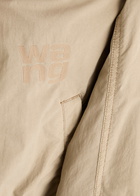 Alexanderwang.t Hooded Cropped Shell Bomber Jacket Beige