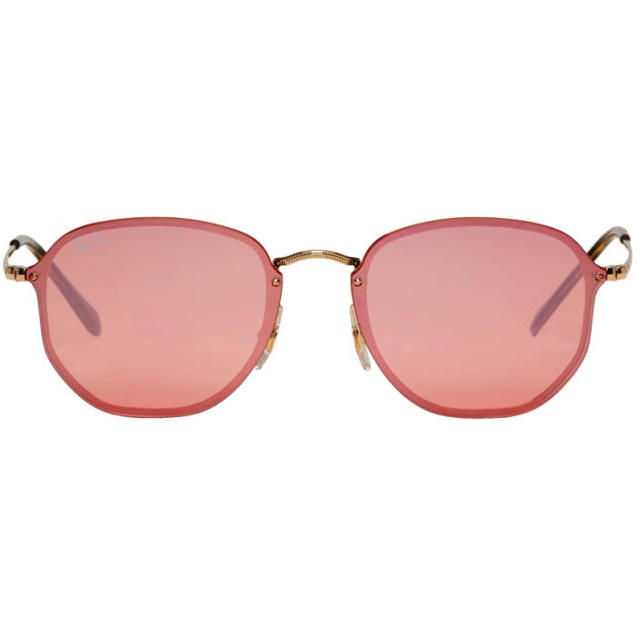 Photo: Ray-Ban Gold and Pink Blaze Hexagonal Sunglasses