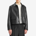 Second/Layer Men's Button Through Leather Jacket in Black