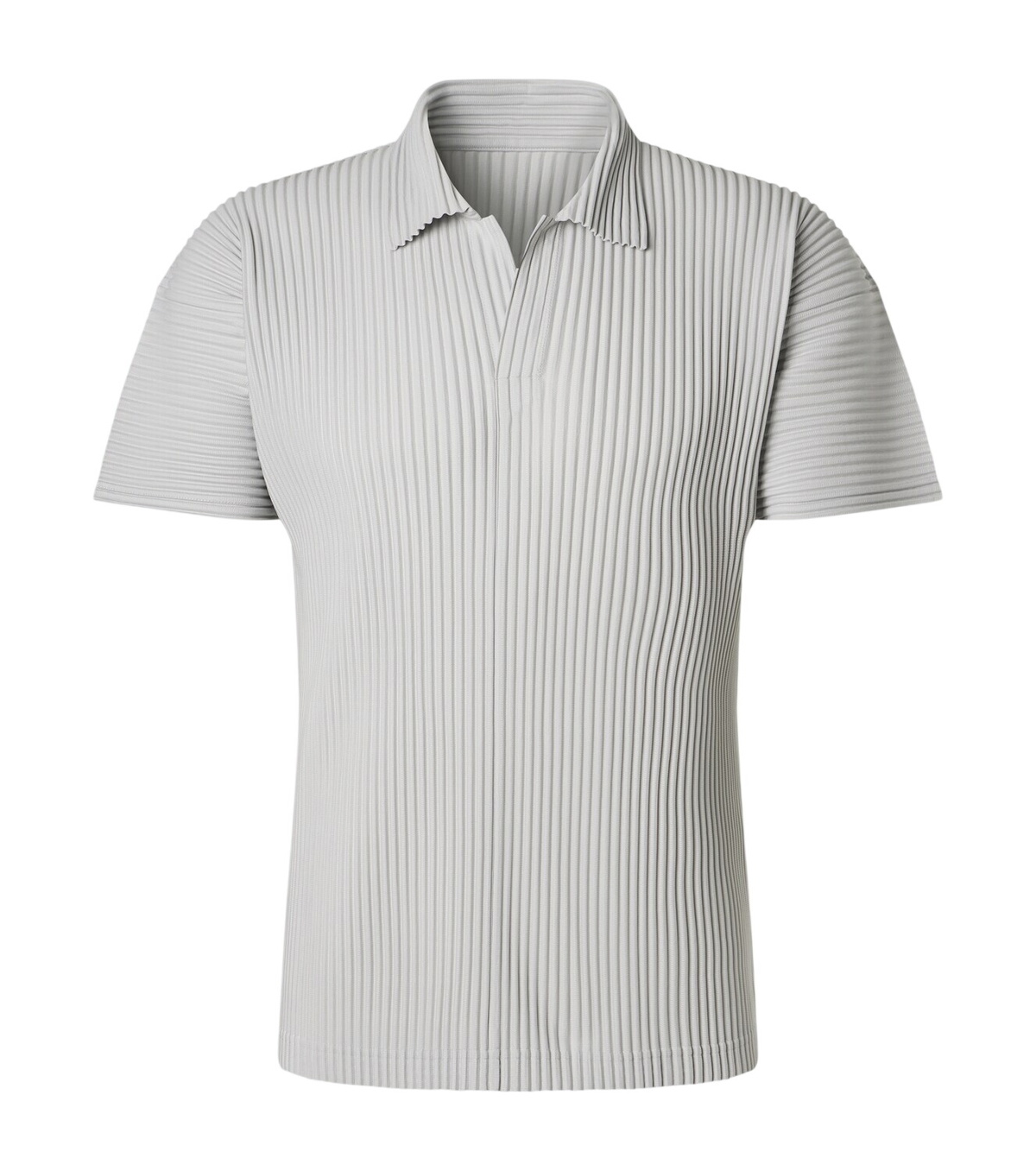 Homme Plissé Issey Miyake Men's Pleated Polo Shirt in Dark Green