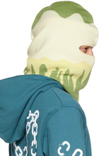 Off-White Green & Off-White Abstract Balaclava