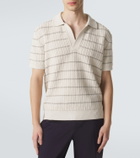 Brioni Embroidered cotton and linen polo shirt