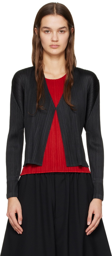 Photo: Pleats Please Issey Miyake Black Monthly Colors December Cardigan