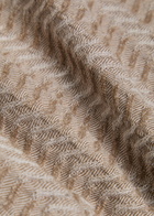 Emporio Armani Chevron-knit Straight-leg Cotton-blend Trousers Beige
