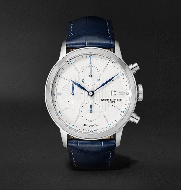 Photo: Baume & Mercier - Classima Automatic Chronograph 42mm Steel and Alligator Watch, Ref. No. M0A10330 - Silver