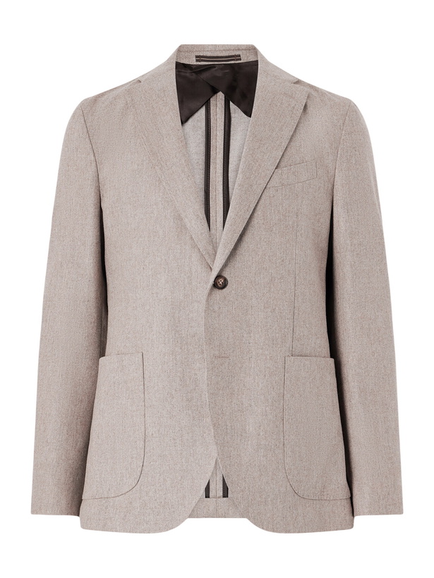 Photo: Slowear - Wool-Blend Flannel Blazer Jacket - Neutrals