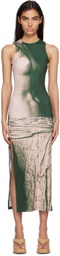 lesugiatelier Khaki Graphic Maxi Dress