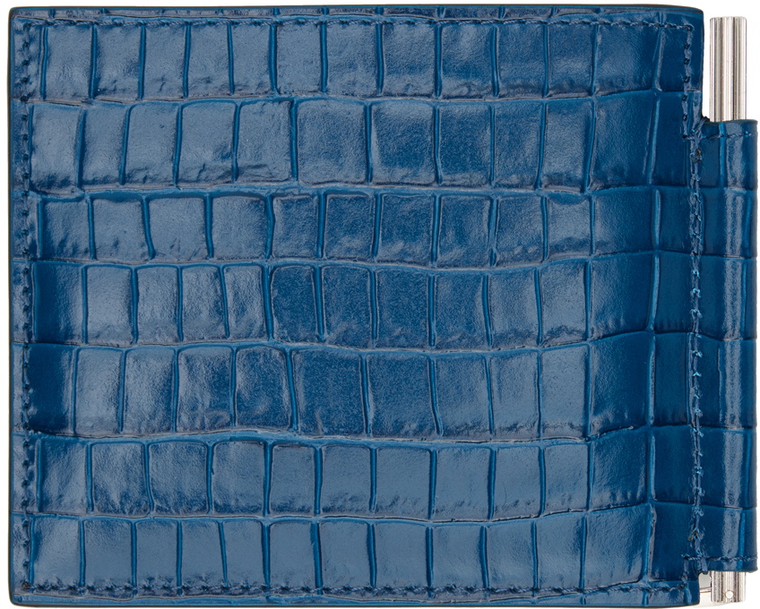 Tom Ford Crocodile-Embossed Patent Leather Wallet - Blue