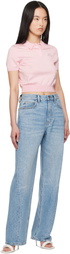 alexanderwang.t Pink 3D Logo Mesh Cropped Polo