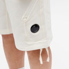 C.P. Company Men's Lens Fleece Back Shorts in Gauze White