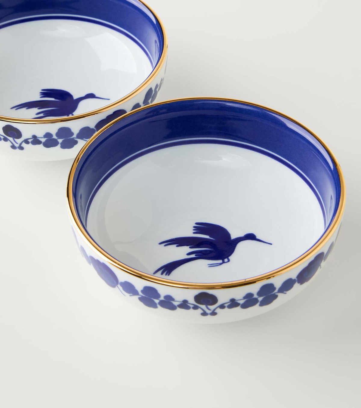 La DoubleJ Wildbird Blue set of 2 porcelain snack bowls