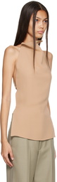 GAUCHERE Beige Open Back Tank Top