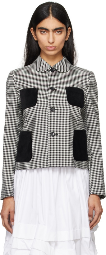 Photo: Comme des Garçons Girl Black & White Wool Gingham Check Jacket