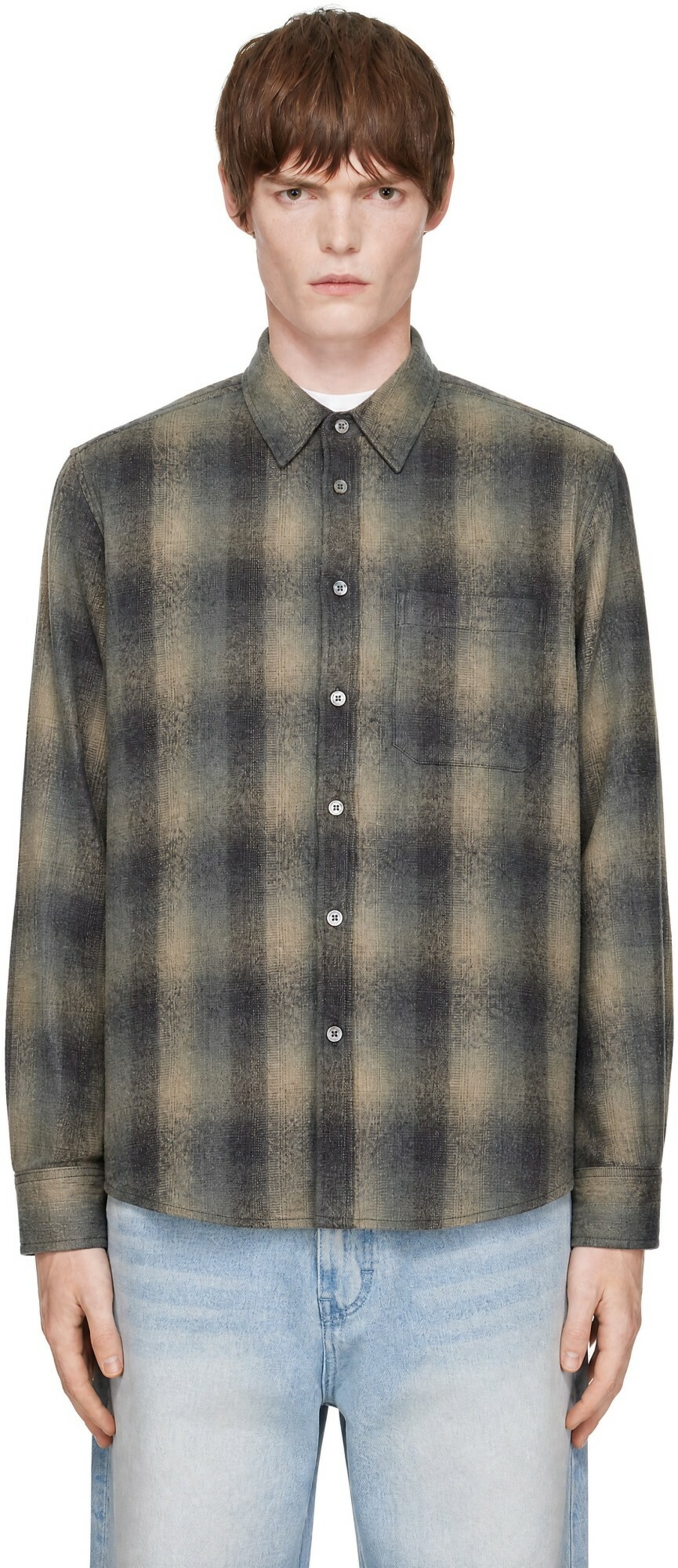 COOR Gray Ombre Flannel One Pocket Checkered V.2 Shirt