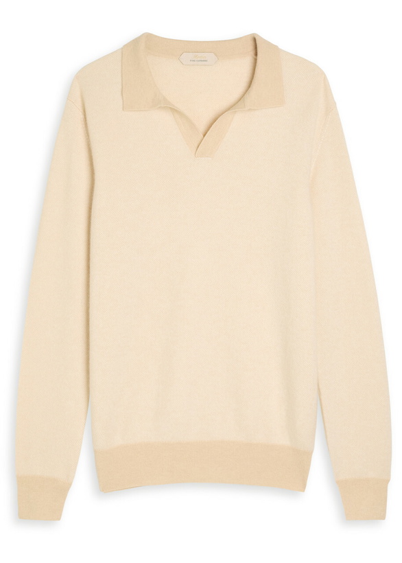 Photo: Aurélien Mélange-knit Cashmere Polo Jumper Beige