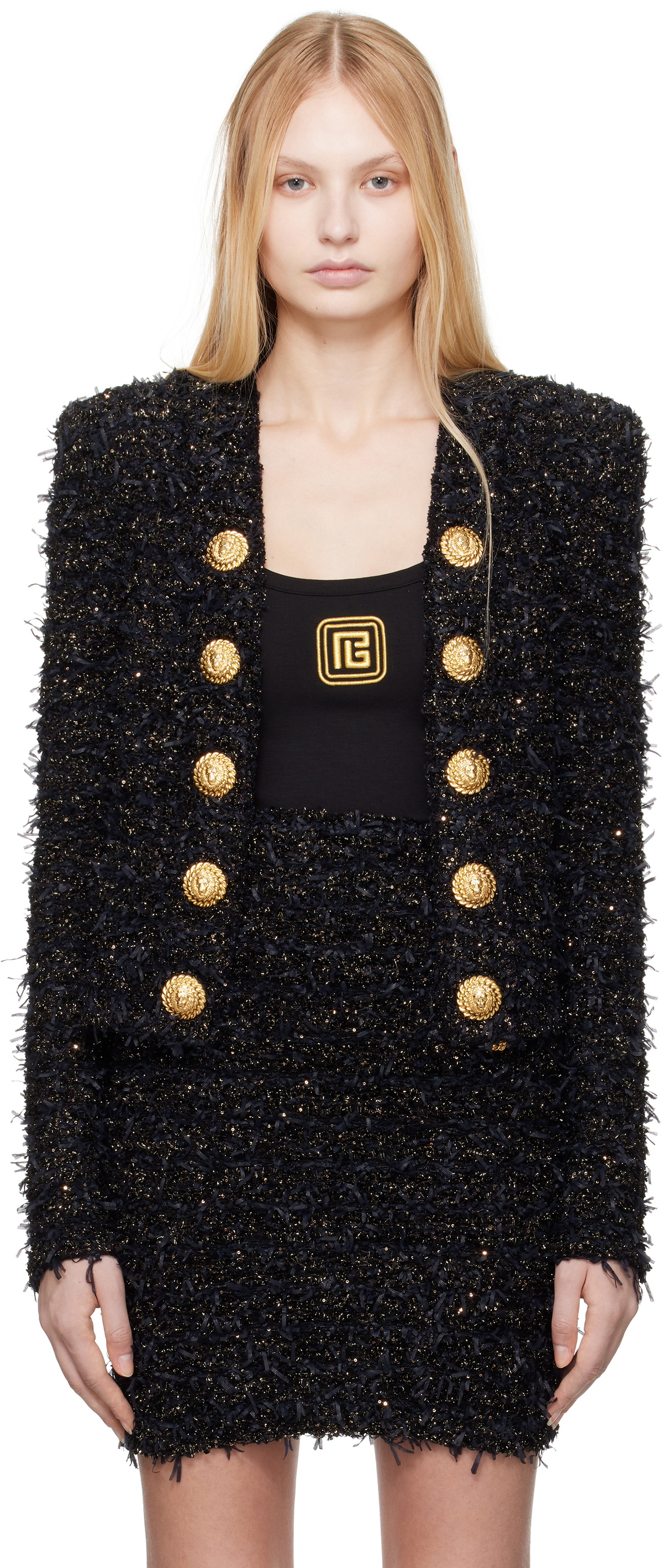 【関税＆送料込み】Balmain Edge-To-Edge Silky Tweed Jacket Edge-to-edge sequin tweed jacket pink pink - Women | BALMAIN