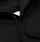 AMI - Logo-Appliquéd Mélange Loopback Cotton-Jersey Hoodie - Black