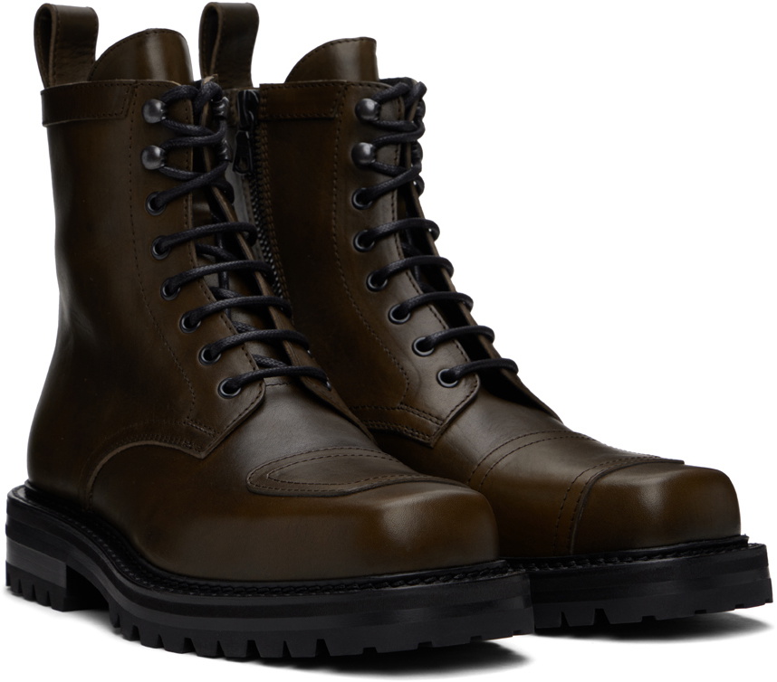 Dries Van Noten Khaki Lace-up Boots