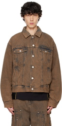 KUSIKOHC Brown Padded Multi Rivet Denim Jacket