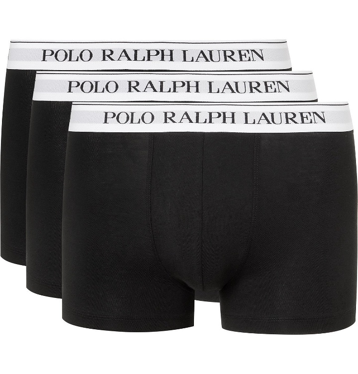 Photo: POLO RALPH LAUREN - Three-Pack Stretch-Cotton Jersey Boxer Briefs - Black
