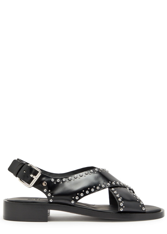 Photo: Church's Remi Stud-embellished Glossed Leather Sandals Black