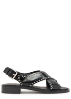 Church's Remi Stud-embellished Glossed Leather Sandals Black