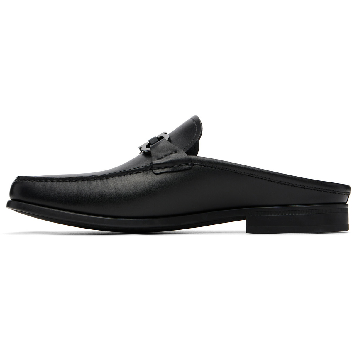 Ferragamo Black Gancini Ornament Mule Loafers