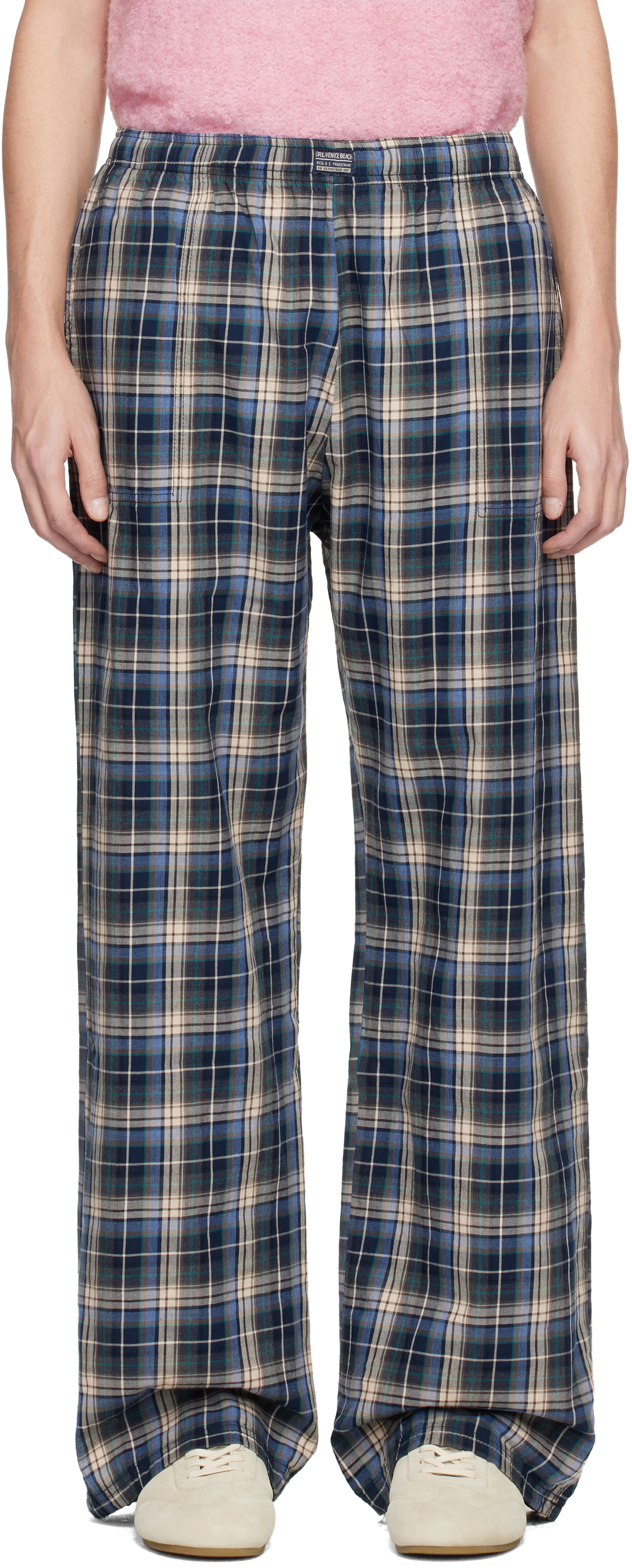 ERL Navy Plaid Sweatpants