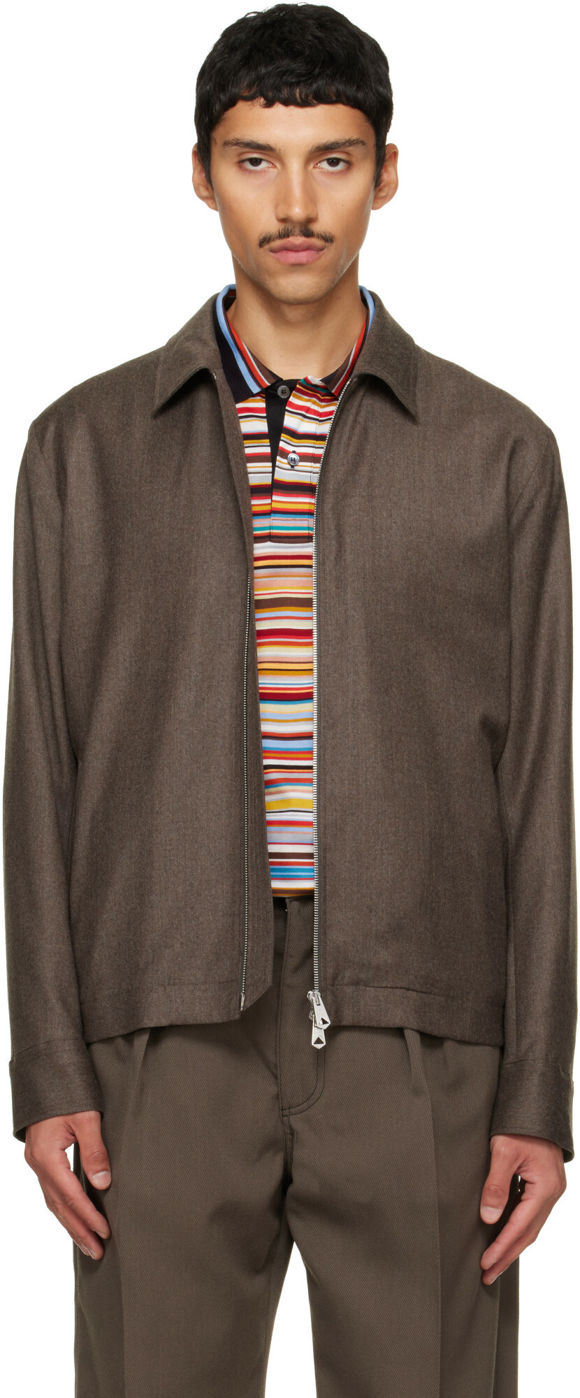 Paul Smith Brown Wool-Cashmere Flannel Jacket