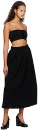 AURALEE Black Pleated Midi Skirt
