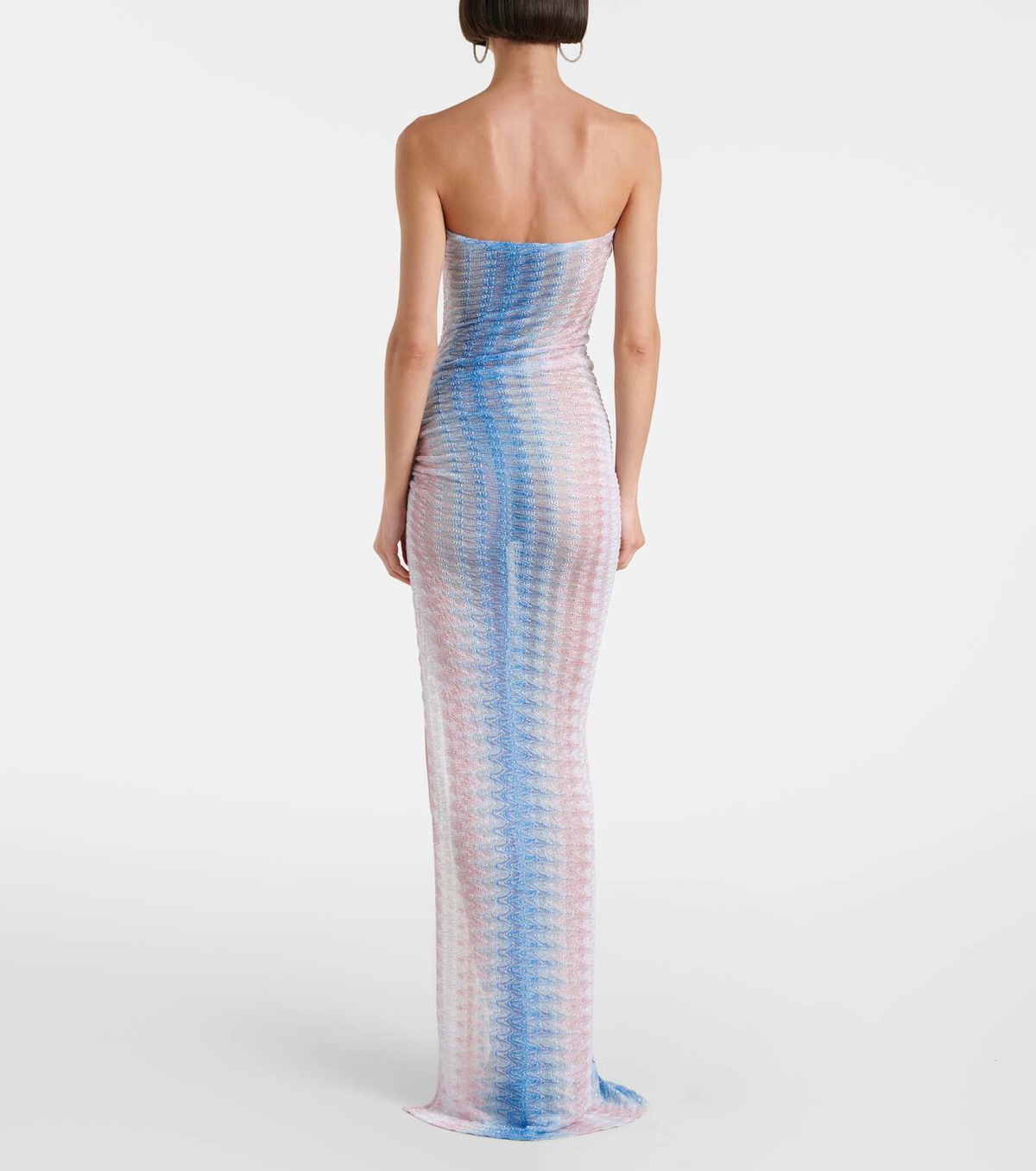 missoni sheer dress Missoni BeigeBlack Flocked Print Tulle Sheer Draped Maxi Dress XS