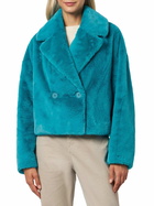 MC2 Saint Barth Woman Furry Short Teal Jacket
