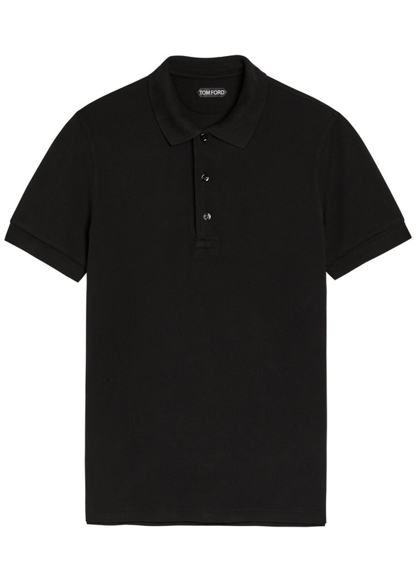 Photo: Tom Ford Logo-embroidered Piqué Polo Shirt Black