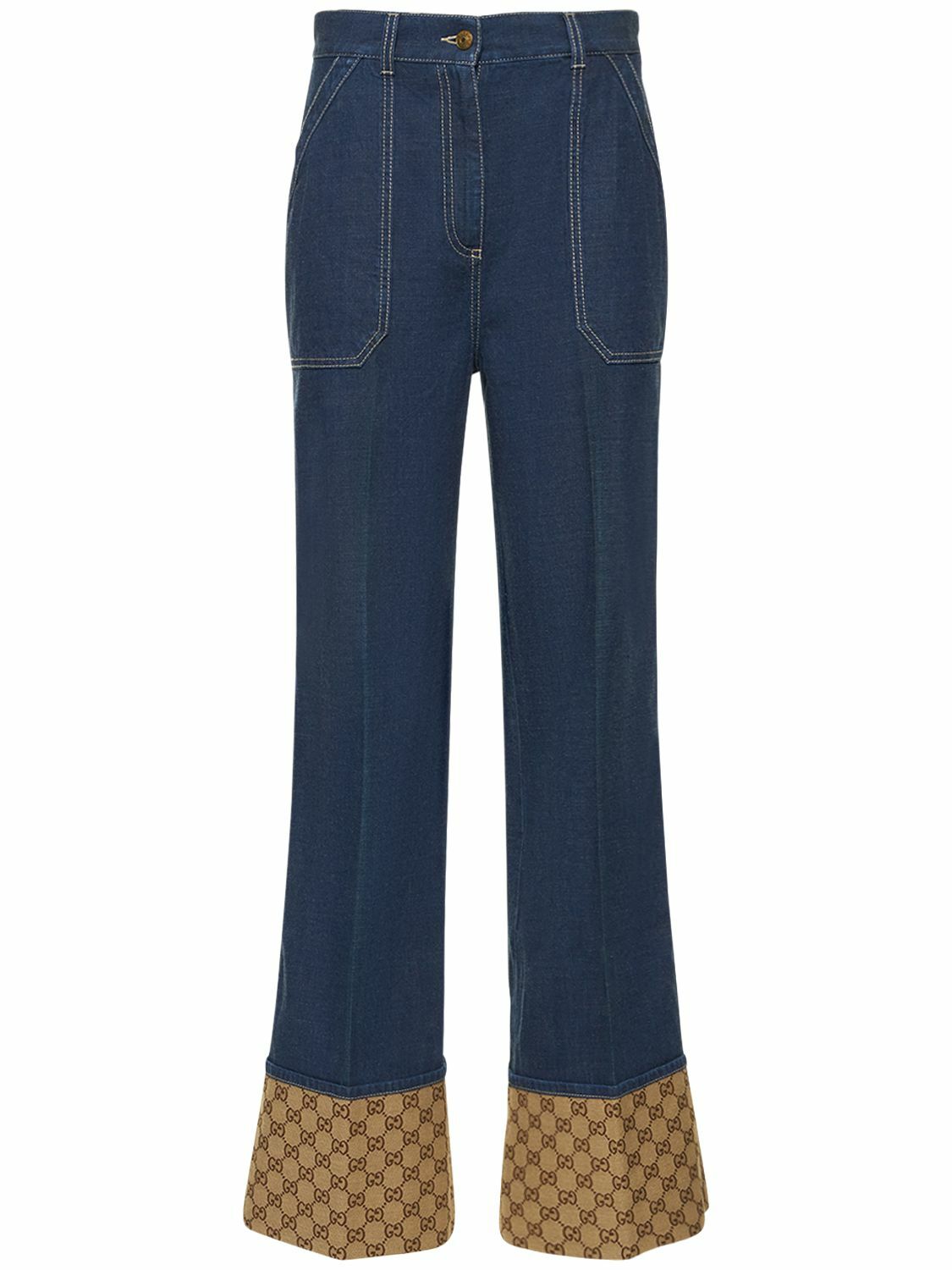 【関税込み】gucci COTTON JEANS STUNNING sold out GUCCI Men's GG JACQUARD BLUE Cotton Denim