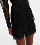 Alessandra Rich Bow-detail lace minidress