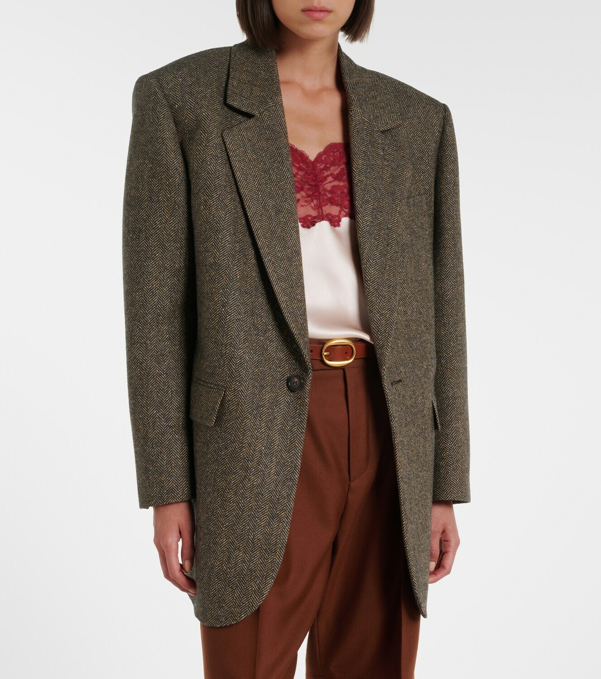 Saint Laurent Herringbone wool-blend blazer