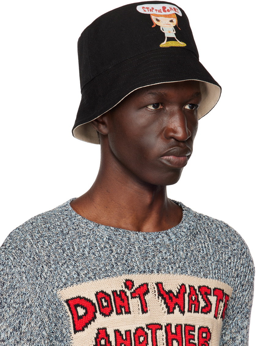 Stella McCartney Black 'Stop The Bombs' Sinister Child Bucket Hat ...