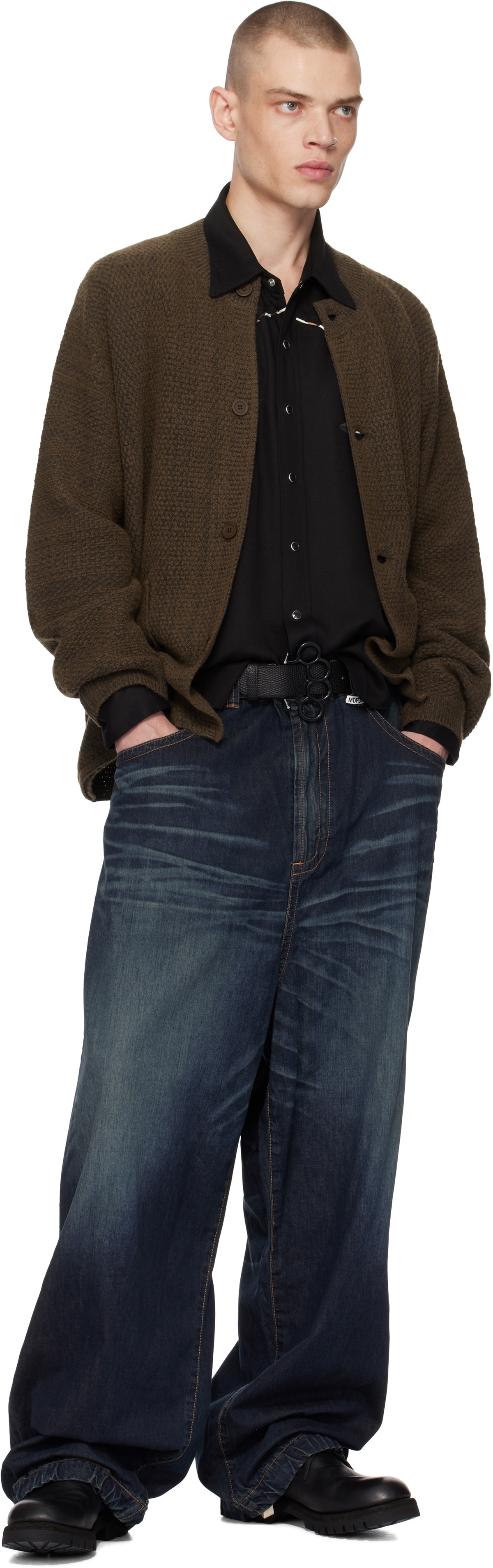 WACKO MARIA Black Johnny Leather Belt Wacko Maria
