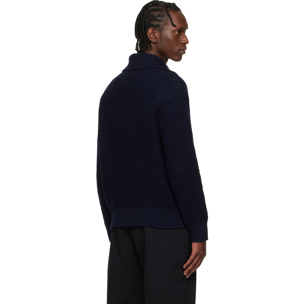 BOSS Navy Spread Collar Cardigan