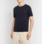 Orlebar Brown - Laughton Knitted Silk and Cotton-Blend T-Shirt - Navy