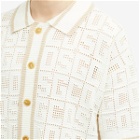 GCDS Men's Short Sleeve Monogram Knit Shirt in Off White