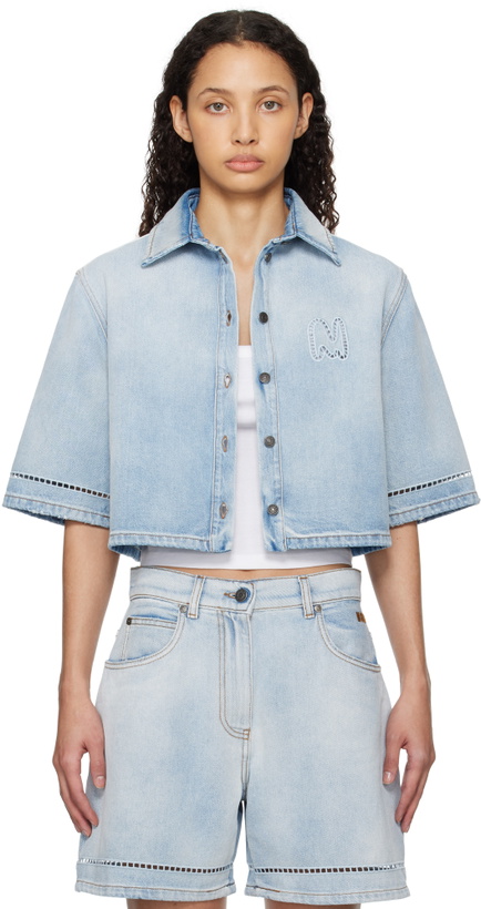 Photo: MSGM Blue Cropped Denim Shirt