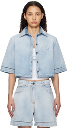 MSGM Blue Cropped Denim Shirt